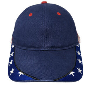 American Flag Strapback Baseball Cap Blue One Size Adjustable Embroidered NRG